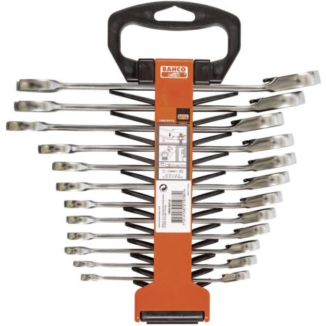 BAHCO clés mixtes à cliquet fixé. 12 pcs. dans le support en matière plastique