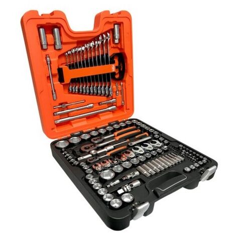 Bahco – Coffret multi-outils 137 pièces – Acier allié hautes performances – Douilles 1/4', 3/8', 1/2' – Outils pour espaces restreints