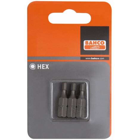 Bahco Embout de tournevis 1/4 standard pour vis 6 pans 1/16", 25 mm - 3 pcs/conditionnement blister - 59S/H1/16-3P"