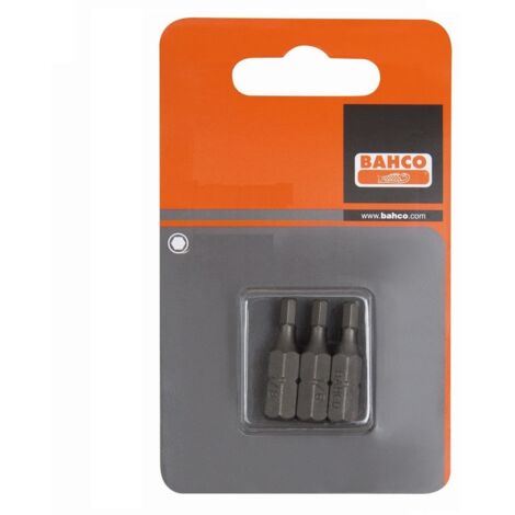 Bahco Embout de tournevis 1/4 standard pour vis 6 pans 7/64", 25 mm - 3 pcs/conditionnement blister - 59S/H7/64-3P"