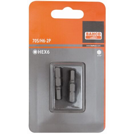 Bahco Embout de visseuse à chocs 5/16 pour vis 6 pans de 4 mm, 30 mm - 2 pcs/conditionnement blister - 70S/H4-2P"