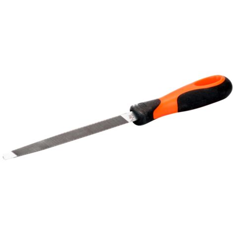 Bahco ERGO-Dreikant-Bandsägefeile mit Zweikomponenten-Griff, Halbschlichthieb, 150 mm, Hieb 2
