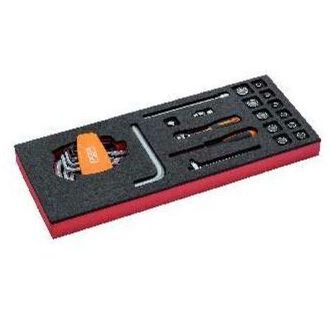 Bahco Fit&Go 1/3 Einlage mit 1/4-Steckschlüssel-Einsätzen und birnenförmigen Knarren - 19-tlg.