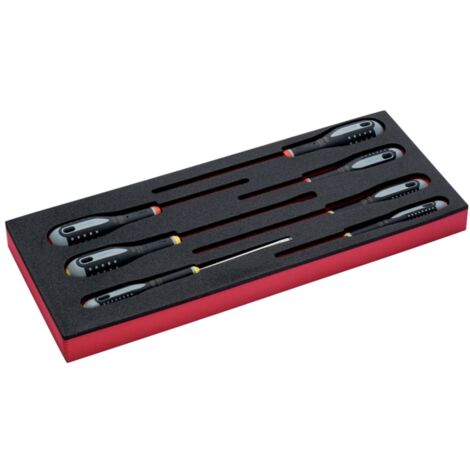 Bahco Fit&Go 1/3 Einlage mit vier Schlitz- und drei Phillips-Schraubendrehern, mit Schaumstoffeinlage - 7-tlg.
