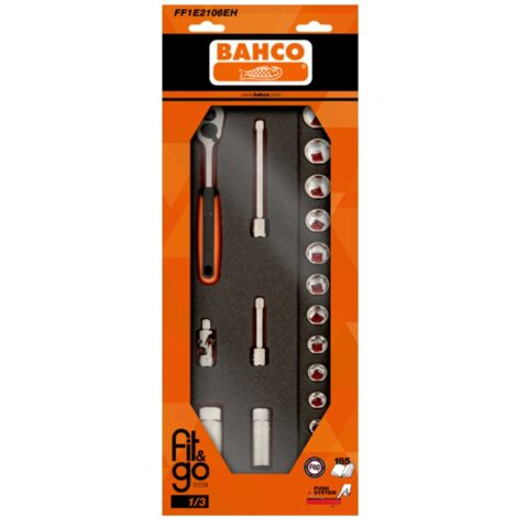 Bahco Fit&Go 1/3 Schaumstoffeinlage 3/8-Steckschlüsseleinsätze - 18-tlg.