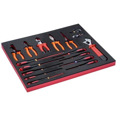 Bahco Fit&Go 3/3 Schaumstoffeinlage isolierter Schraubenschlüssel-/Zangen-/Schraubendrehersatz - 17-tlg.