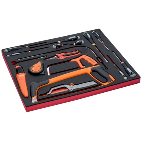 Bahco Fit&Go 3/3 Schaumstoffeinlage mit Werkzeugsatz Schraubendreher und Schneidwerkzeug - 17-tlg.