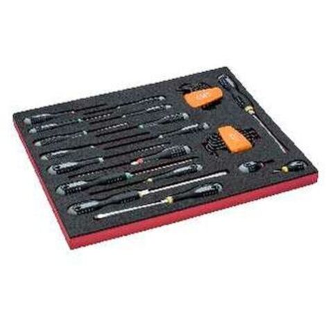 Bahco Fit&Go 3/3 Schaumstoffeinlage Satz Winkelschraubendreher und Schraubendreher für Schlitz-, Phillips-, Pozidriv- und TORX-Schrauben - 34-tlg.