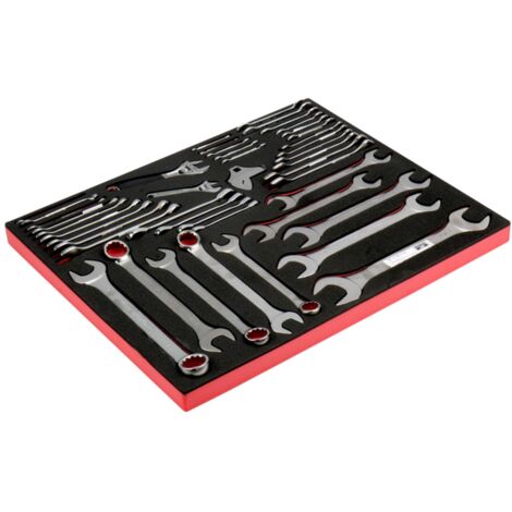 Bahco Fit&Go 3/3 Schaumstoffeinlage, Satz Zoll-Ring-Maulschlüssel und Zoll-Doppelmaulschlüssel - 43-tlg.