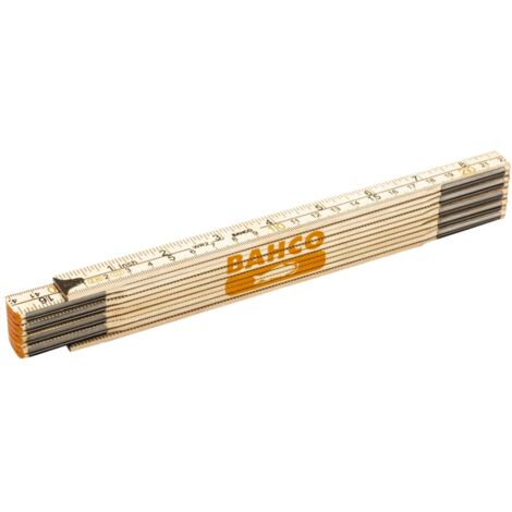 Bahco Gliedermaßstab, Holz, 10 Glieder, metrisch und Zoll 2 m