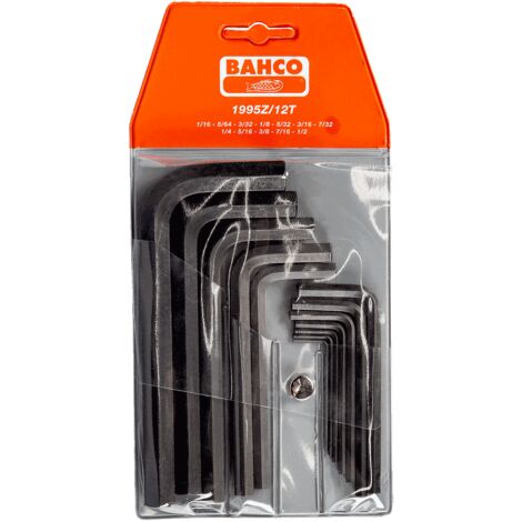 Bahco - Jeu de 12 clés mâles 6 pans 1/16 à 1/2 finition phosphatée - 1995Z/12T