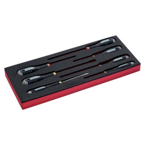 BAHCO - Jeu de 4 tournevis vis à fente/3 Phillips, module mousse 1/3 Fit&Go - 7 pcs