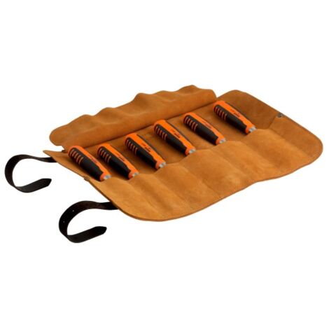 BAHCO - Jeu de burins, manche revêtement caoutchouc 6-26 mm- 6pc/pochette pliable cuir