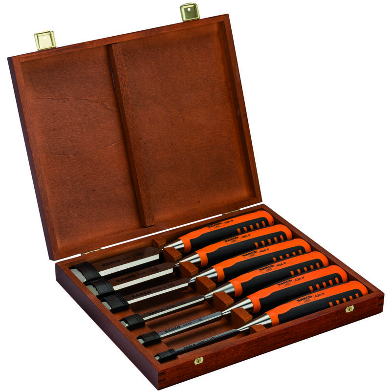 Bahco - Jeu de ciseaux à bois, 6,10,12,16,20,26 mm, en boîte bois