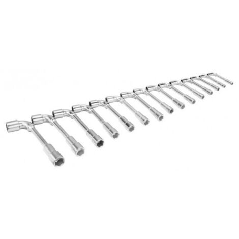 BAHCO - Jeu de clés à pipe contre-coudées doubles, métriques, Dynamic-Drive 12x6pans-15p
