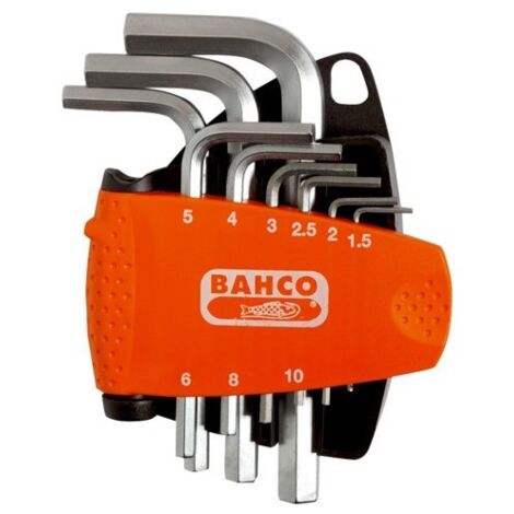 BAHCO - Jeu de clés mâles 6 pans, métriques, finiti nickel et support compact - 9 pc