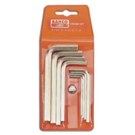 BAHCO - Jeu de clés mâles 6 pans, métriques, finition nickelée, 2 mm - 6 mm - 6 pc