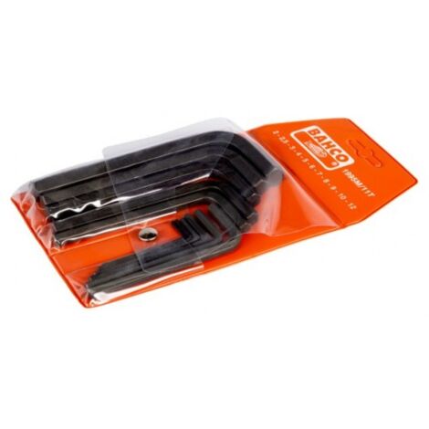 BAHCO - Jeu de clés mâles 6 pans, métriques, finition phosphatée, 2 - 12 mm - 11 pc