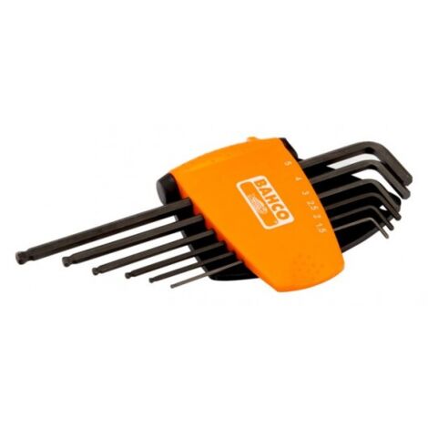 BAHCO - Jeu de clés mâles 6 pans tête sphérique longue, métriques, fini phosphaté -6 pc