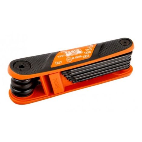 BAHCO - Jeu de clés mâles TORX® repliable, finition phosphatée et bouton pressoir - 8 pc