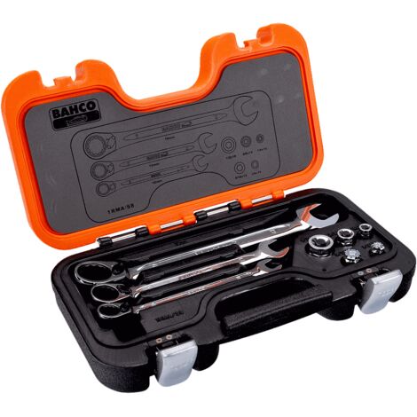 BAHCO - Jeu de clés mixtes à cliquet et d'adaptateurs - 8 pcs/coffret