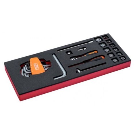 BAHCO - Jeu de cliquets et douilles 1/4", module mousse 1/3 Fit&Go - 19 pcs