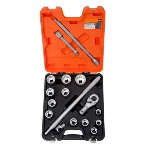 BAHCO - Jeu de douilles 3/4" , profil hexagonal de 1-1/16"-2" et tête de cliquet - 17 pc