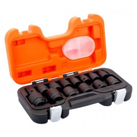 Bahco – Jeu de douilles à choc 6 pans 1/2' – 14 pièces – Dimensions métriques 10-27mm – Finition phosphatée – Profil Dynamic-Drive™
