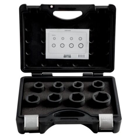 BAHCO - Jeu de douilles à chocs 3/4", 6 pans, dimensions en pouces, fini phosphaté - 8pc