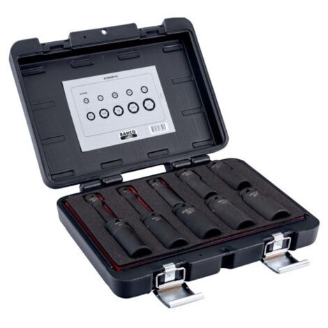BAHCO - Jeu de douilles à chocs longues 1/2", 6 pans, en pouces, fini phosphaté - 10 pc
