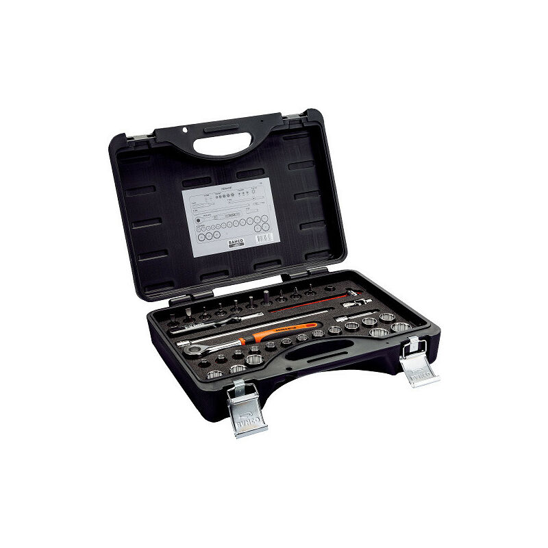 Bahco - Jeu de douilles et cliquet à tête 3/8, 34 pièces - 7429JDE