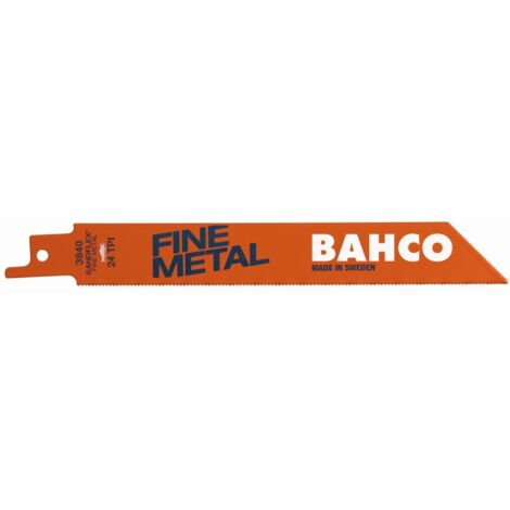 Bahco Jeu de lames de scie sabre bimétal Sandflex pour métaux fins, 24 dents au pouce, 100 mm - 5 pcs/boîte - 3940-100-24-ST-5P
