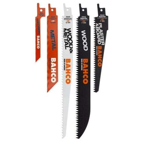 BAHCO - Jeu de lames de scie sabre pour plâtre, bois et métal - 10 pcs