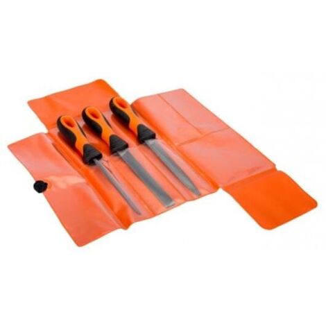 BAHCO - Jeu de limes avec manche ERGO™, pour taille mi-douce, 150 mm - 3 pcs