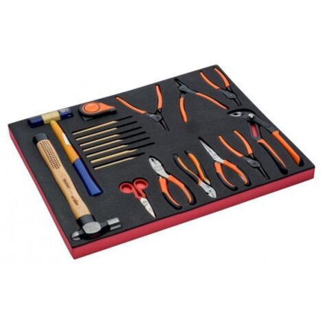 BAHCO - Jeu de mètre ruban/outils de frappe/pinces, module mousse 3/3 Fit&Go - 19 pcs