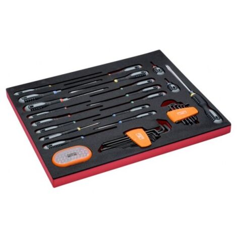 BAHCO - Jeu de tournevis/clés mâles/embouts, module mousse 3/3 Fit&Go - 66 pcs