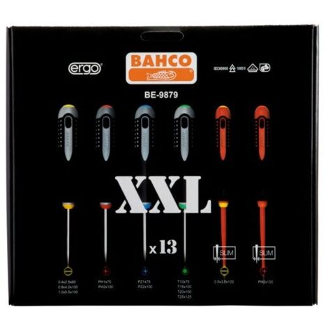 BAHCO - Jeu de tournevis ERGO™ pour vis à fente, Phillips, Pozidriv, TORX® - 13 pcs