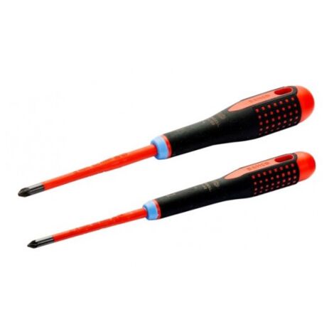 BAHCO - Jeu de Tvis ERGO™ Slim isolés VDE pour vis Pozidriv , manche trimatière - 2 pcs