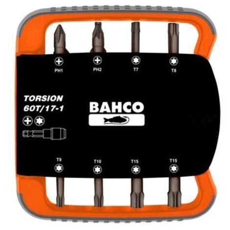 BAHCO - Jeu d'embouts à torsion 1/4" pour vis Phillips/TORX®, 27 mmx73 mmx82 mm - 17 pcs