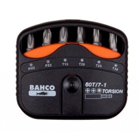 BAHCO - Jeu d'embouts à torsion 1/4" pr vis PH/PZ/TORX®, 22 mmx65 mmx75 mm - 7 pc