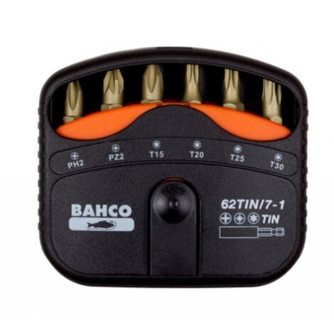 BAHCO - Jeu d'embouts à torsion en titane 1/4" pr vis PH/PZ/TORX®, 22 mmx65 mmx75 mm-7pc