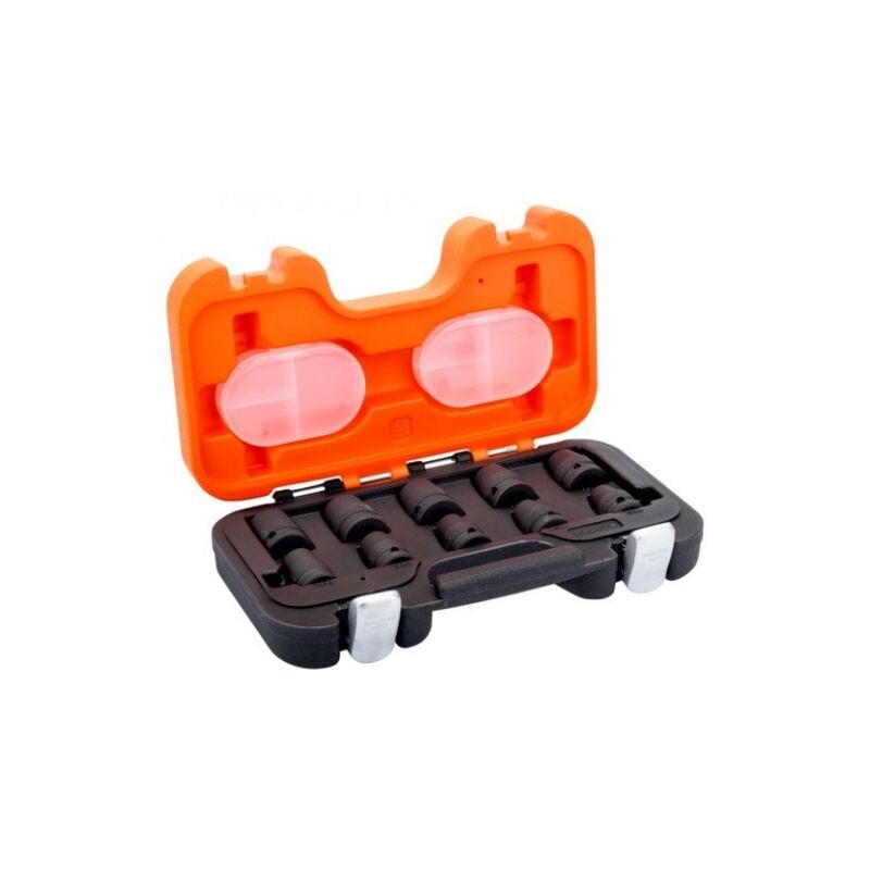Jeu de douilles à choc 6 pans 1/2, dimensions métriques - 10 pièces - Bahco
