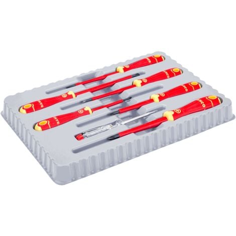 Bahco - Juego de 7 destornilladores aislados BahcoFit VDE con mango multicomponente y comprobador de tensión 150-250 V - B220.027