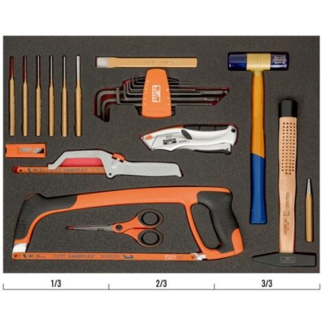 BAHCO - Kit d'outils de frappe/coupe mélangés, module mousse 3/3 Fit&Go - 16 pcs