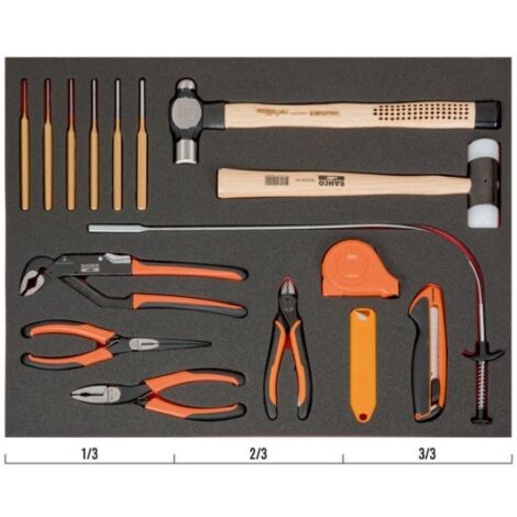 BAHCO - Kit d'outils de frappe et de coupe, module mousse 3/3 Fit&Go - 11 pcs