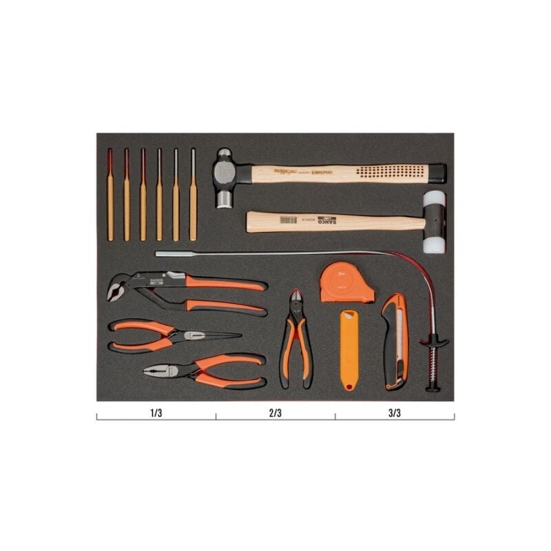 Kit d'outils de frappe et de coupe, module mousse 3/3 Fit&Go - 11 pcs - Bahco