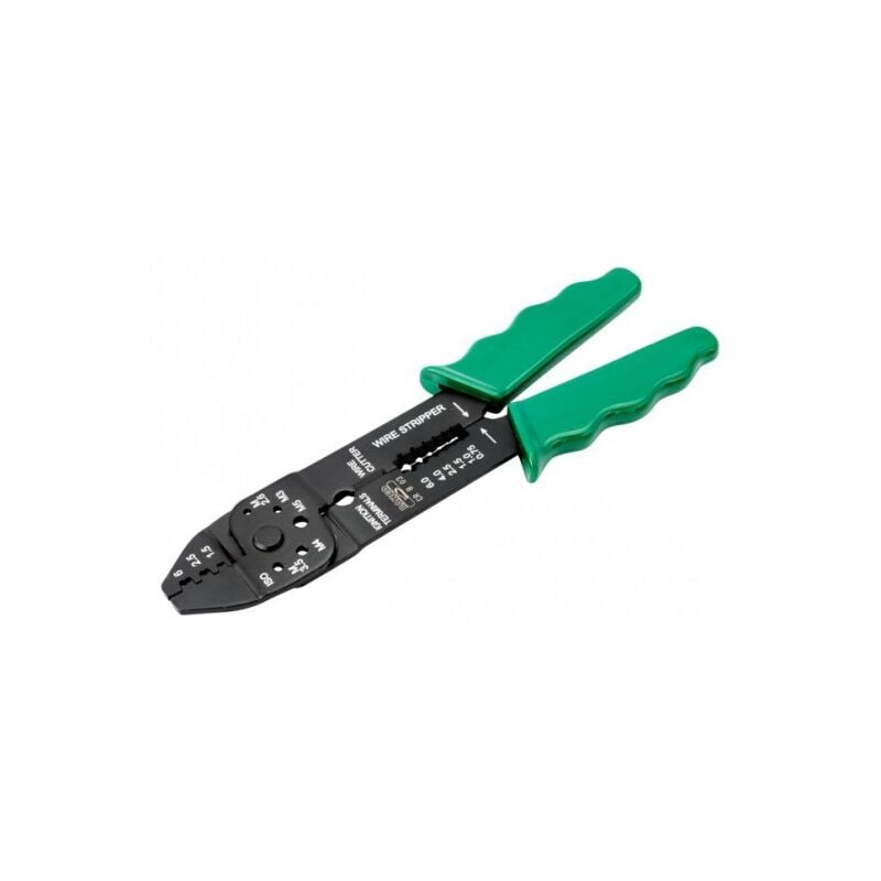Pince de sertissage/coupe/dénudage avec poignées vertes 14 AWG-10 awg - Bahco