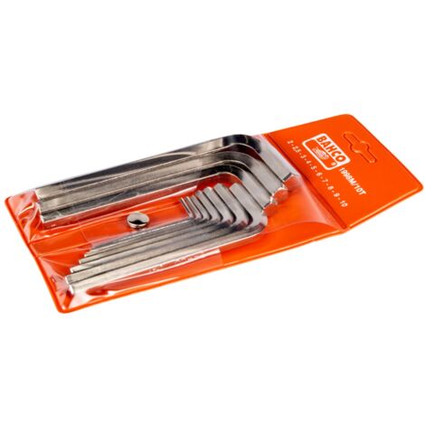 Bahco Metrischer Sechskant-Winkelschraubendreher-Satz, vernickelt, 2 bis 10 mm - 10-tlg.