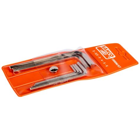 Bahco Metrischer Sechskant-Winkelschraubendreher-Satz, vernickelt, 2 bis 6 mm - 6-tlg.