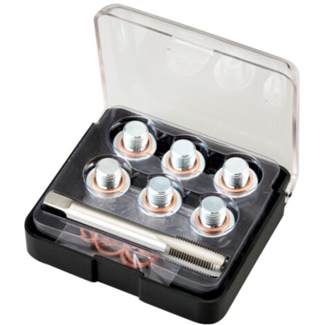 Bahco Mini-Ölablassschrauben-Reparatursatz, M22 x 1.5P Gewindebohrer + 6 Schrauben + 12 Kupfer-Dichtringe